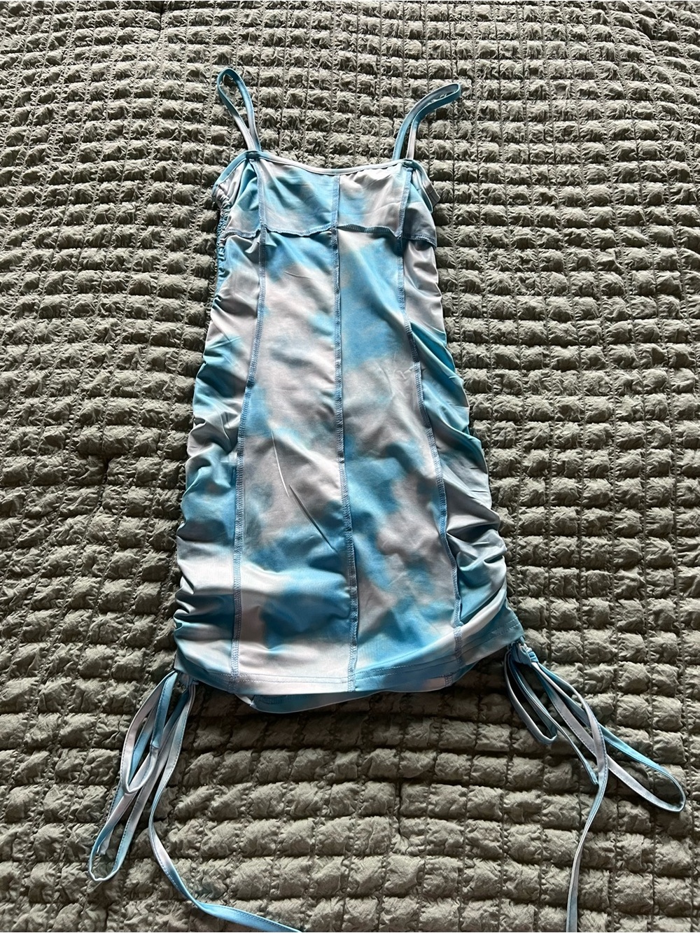 SHEIN Light Blue Tie-Detail Mini Dress